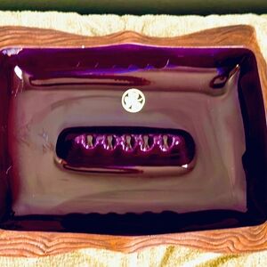Purple Glass Ashtray with Gold Accent